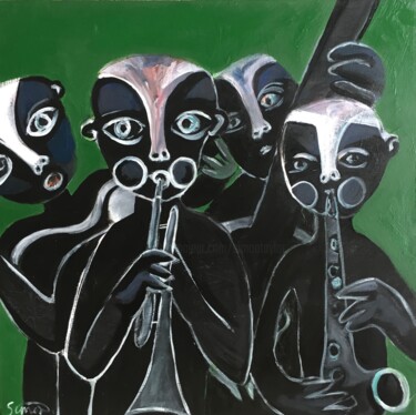 Painting titled "band 7" by Simon Taylor, Original Artwork, Acrylic