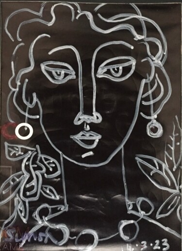 Schilderij getiteld "woman sketch" door Simon Taylor, Origineel Kunstwerk, Gelpen