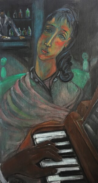 Painting titled "pianist 1" by Simon Taylor, Original Artwork, Acrylic