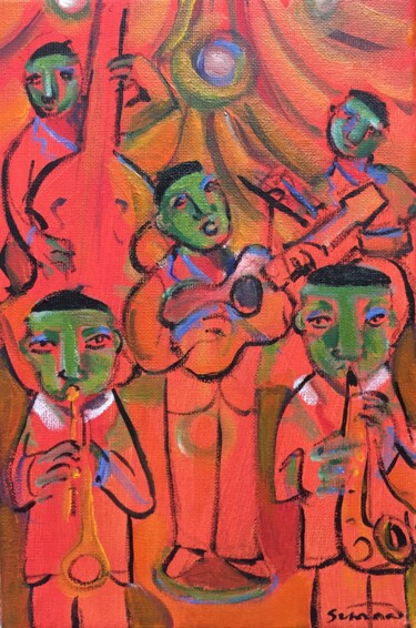 Painting titled "band 8" by Simon Taylor, Original Artwork, Acrylic