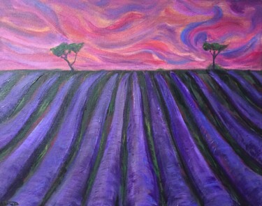 Painting titled "lilac field" by Simon Taylor, Original Artwork, Acrylic