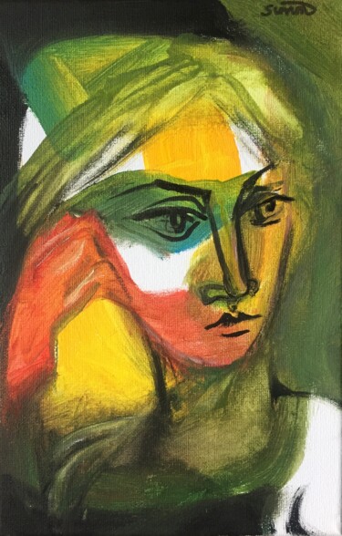Pintura intitulada "female head 4" por Simon Taylor, Obras de arte originais, Acrílico