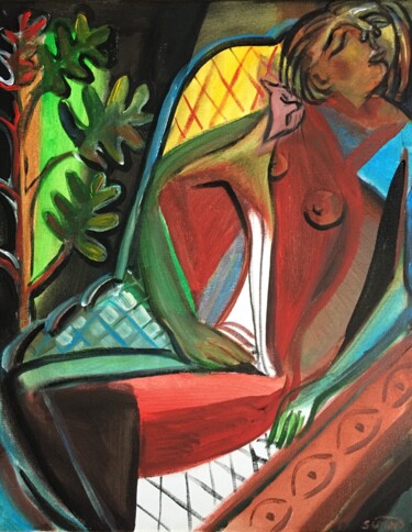 Malarstwo zatytułowany „woman sleeping and…” autorstwa Simon Taylor, Oryginalna praca, Akryl