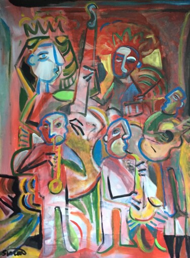 Painting titled "band 10" by Simon Taylor, Original Artwork, Acrylic