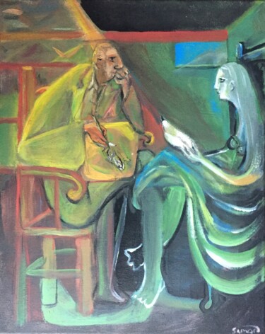Painting titled "artist and muse wit…" by Simon Taylor, Original Artwork, Acrylic