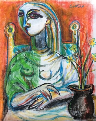 Painting titled "female study 3" by Simon Taylor, Original Artwork, Acrylic