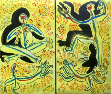 Painting titled "dance away the dark" by Simon Taylor, Original Artwork, Acrylic