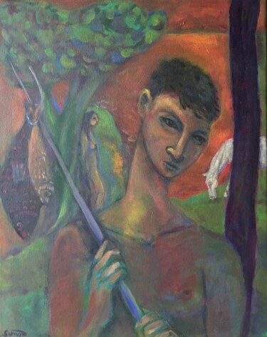Pintura intitulada "fisherman" por Simon Taylor, Obras de arte originais, Acrílico