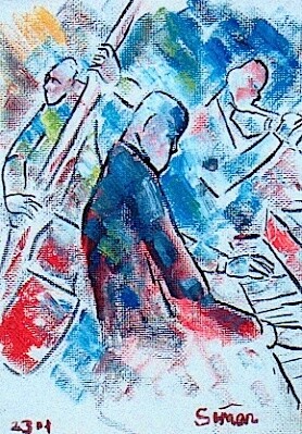 Painting titled "Jazz Trio" by Simon Taylor, Original Artwork