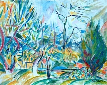 Painting titled "Garden scene" by Simon Taylor, Original Artwork