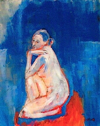 Malerei mit dem Titel "Blue lady" von Simon Taylor, Original-Kunstwerk