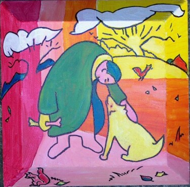 Painting titled "man and Dog 4" by Simon Taylor, Original Artwork
