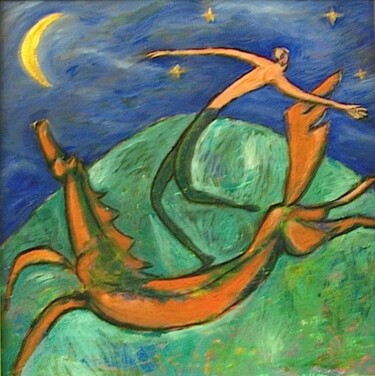 Peinture intitulée "man leaping horse" par Simon Taylor, Œuvre d'art originale