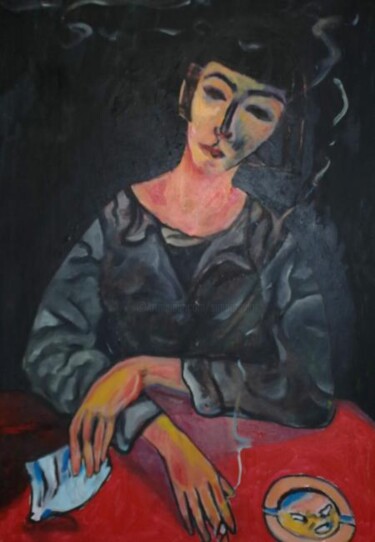 Peinture intitulée "Woman smoking" par Simon Taylor, Œuvre d'art originale