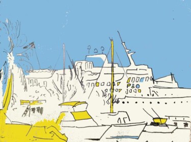 Disegno intitolato "Ship in port" da Simon Taylor, Opera d'arte originale