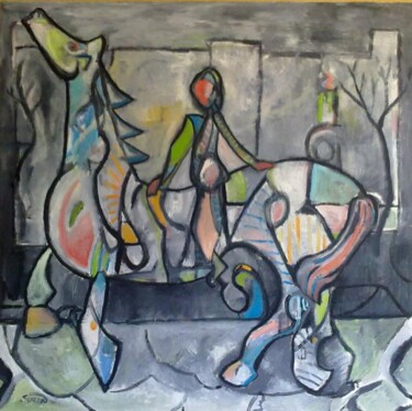 Painting titled "figure on horse" by Simon Taylor, Original Artwork