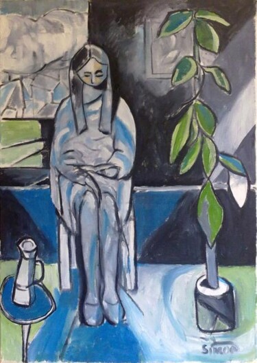 Painting titled "girl reading" by Simon Taylor, Original Artwork