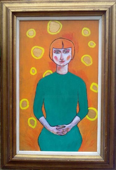 Painting titled "girl in green dress" by Simon Taylor, Original Artwork