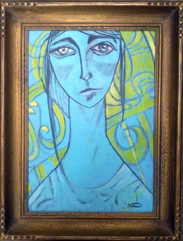 Painting titled "bleu clair" by Simon Taylor, Original Artwork, Oil