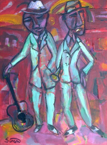 Pintura intitulada "jazz dudes (3)" por Simon Taylor, Obras de arte originais