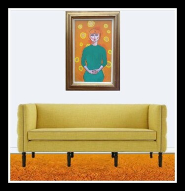 Painting titled "girl in green dress…" by Simon Taylor, Original Artwork