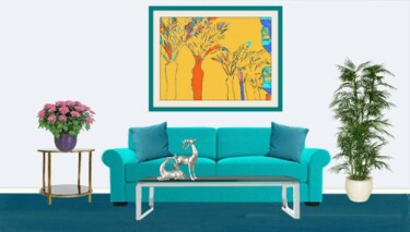 Painting titled "palm-trees-in-situ." by Simon Taylor, Original Artwork