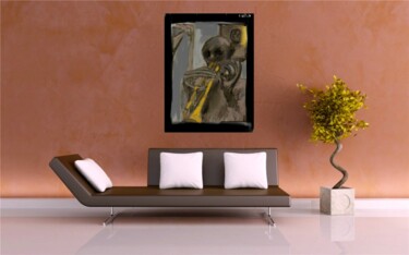Painting titled "voodoo-trumpet-in-s…" by Simon Taylor, Original Artwork