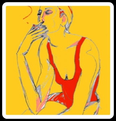 Рисунок под названием "woman smoking" - Simon Taylor, Подлинное произведение искусства