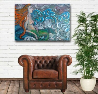 Painting titled "mermaid and the sai…" by Simon Taylor, Original Artwork