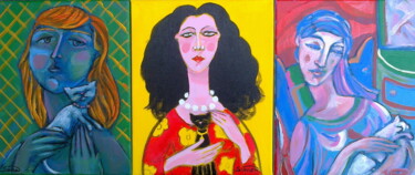 Malerei mit dem Titel "3 studies of woman…" von Simon Taylor, Original-Kunstwerk