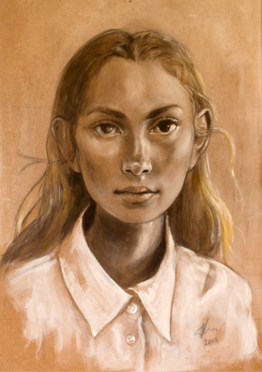 Painting titled "Helga" by Simon Vine, Original Artwork, Acrylic