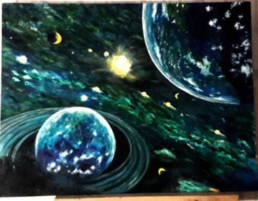 Картина под названием "космос 3 Д" - Anna Simonova, Подлинное произведение искусства, Масло