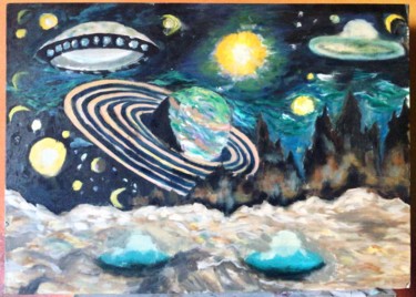 Картина под названием "Space 3 D" - Anna Simonova, Подлинное произведение искусства, Масло