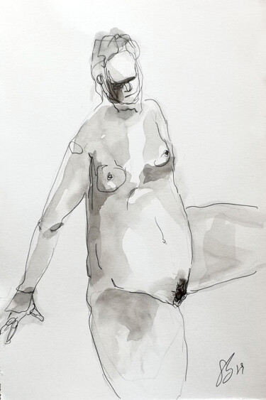 Tekening getiteld "Nudo #2" door Simona Barreca, Origineel Kunstwerk, Inkt
