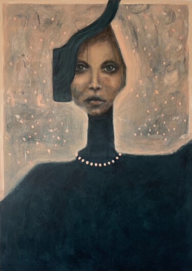 Painting titled "Stargaze" by Simona Constantin, Original Artwork, Acrylic Mounted on Wood Stretcher frame