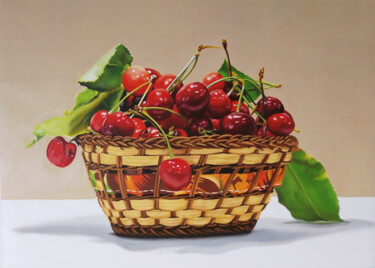 Painting titled "Still life with fui…" by Simona Tsvetkova, Original Artwork, Oil Mounted on Wood Stretcher frame