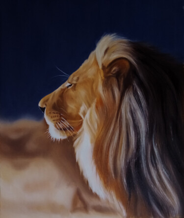 Painting titled "The king" by Simona Tsvetkova, Original Artwork, Oil Mounted on Wood Stretcher frame