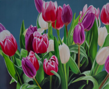Peinture intitulée "Tulips, Spring Gard…" par Simona Tsvetkova, Œuvre d'art originale, Huile Monté sur Châssis en bois