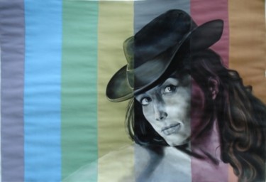 Malerei mit dem Titel "girl with a hat" von Simona Timofei, Original-Kunstwerk