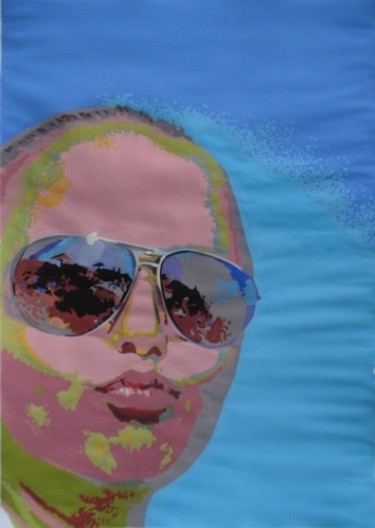 Malerei mit dem Titel "girl with sunglasses" von Simona Timofei, Original-Kunstwerk