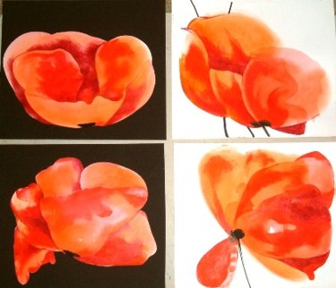 Painting titled "4 poppy" by Simona Timofei, Original Artwork
