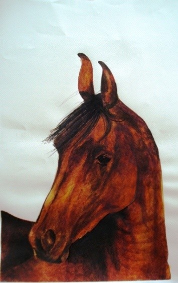 Painting titled "brown horse" by Simona Timofei, Original Artwork