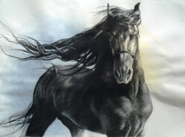 Painting titled "black beauty" by Simona Timofei, Original Artwork