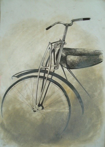 Painting titled "old cycling" by Simona Timofei, Original Artwork