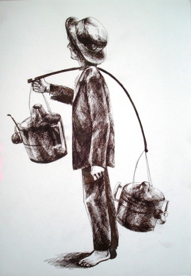 Painting titled "water boy" by Simona Timofei, Original Artwork