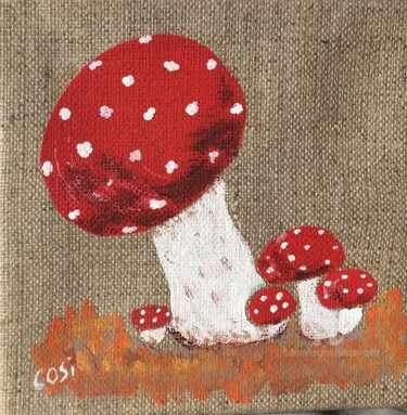 Painting titled "champignon rouge" by Simone Collet, Original Artwork, Acrylic