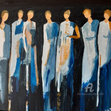 Картина под названием "défile de mode" - Simone Collet, Подлинное произведение искусства, Акрил Установлен на Деревянная рам…