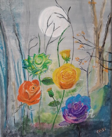 Malerei mit dem Titel "bois de roses" von Simone Collet, Original-Kunstwerk, Acryl Auf Keilrahmen aus Holz montiert