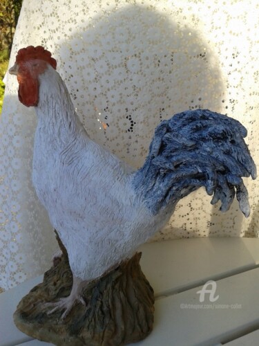 Escultura intitulada "poule en terre cuit…" por Simone Collet, Obras de arte originais, Terracota