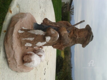 Skulptur mit dem Titel "berger et son troup…" von Simone Collet, Original-Kunstwerk, Terra cotta